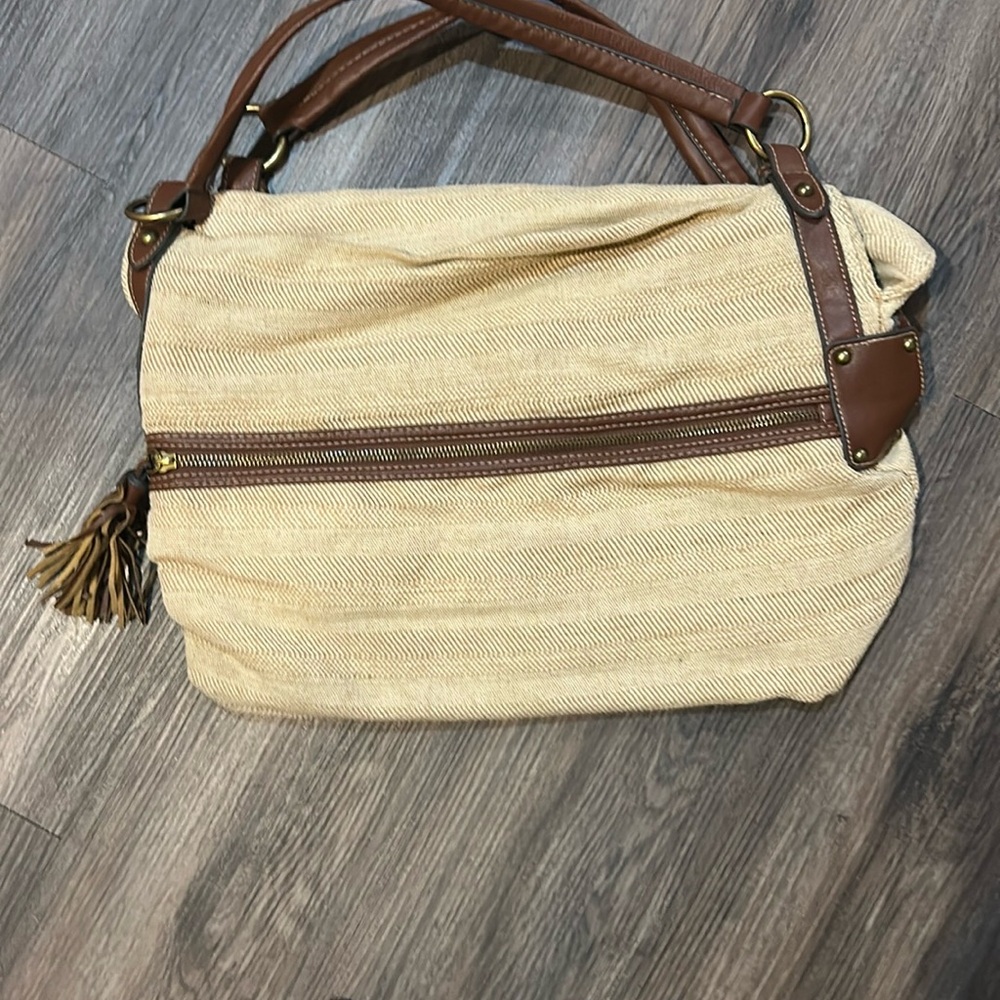 Merona Beige and Brown Shoulder Bag